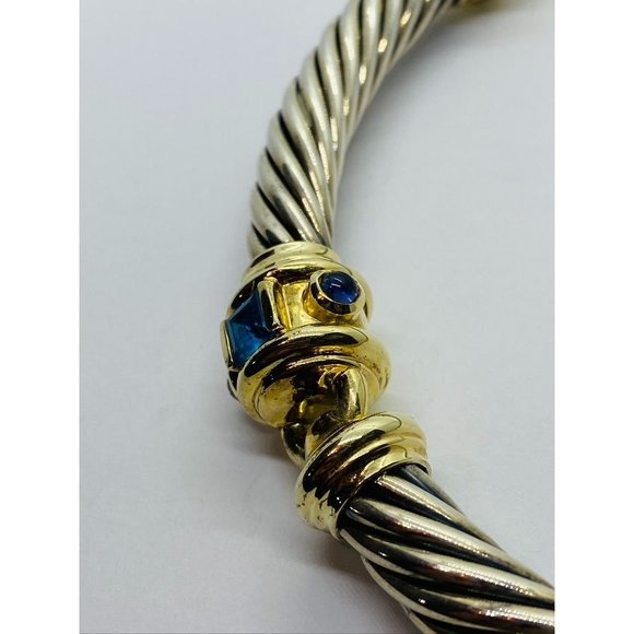 DAVID YURMAN 14k AND STERLING CABLE CHOKER NECKLACE WITH BLUE TOPAZ RENAISSANCE - Picture 7 of 16